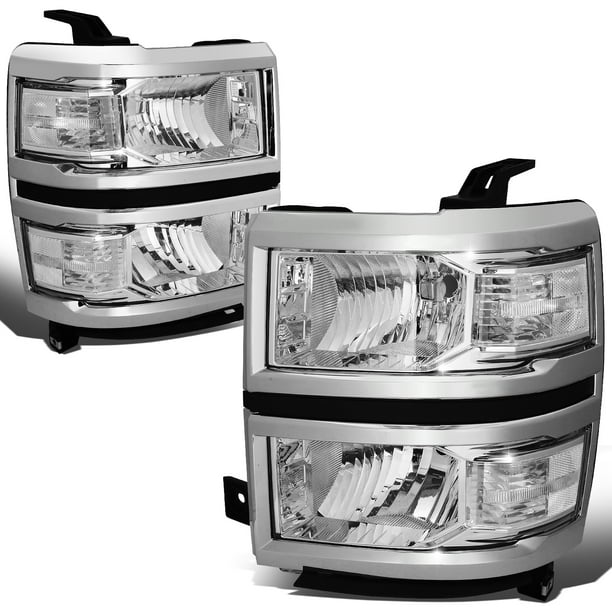FOR CHEVY SILVERADO 2014-2015 CHROME HOUSING CLEAR CORNER EURO HEADLIGHTS LIGHT FOR CHEVY SILVERADO 2014-2015 CHROME HOUSING CLEAR CORNER EURO HEADLIGHTS LIGHT